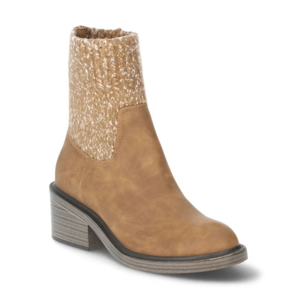 Portland Boot Company Women's Cozy Sweater Knit Bootie Cognac